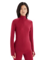 Icebreaker Women BodyfitZone Merino 200 Zone Thermal Long Sleeve Half Zip Top Z04NXR806 Clothing Cherry