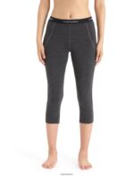 Icebreaker Women BodyfitZone Merino 260 Zone 3/4 Thermal Leggings Z04NXR886 Clothing Jet Heather/Black