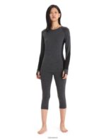 Icebreaker Women BodyfitZone Merino 260 Zone 3/4 Thermal Leggings Z04NXR886 Clothing Jet Heather/Black - Image 3