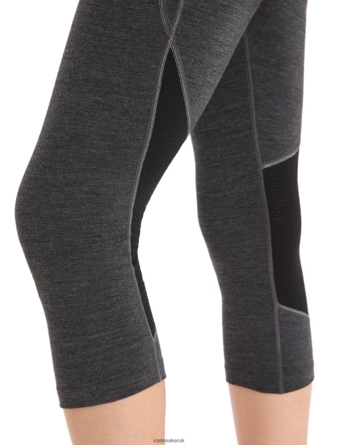 Icebreaker Women BodyfitZone Merino 260 Zone 3/4 Thermal Leggings Z04NXR886 Clothing Jet Heather/Black - Image 6