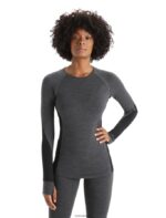 Icebreaker Women BodyfitZone Merino 260 Zone Long Sleeve Crewe Thermal Top Z04NXR870 Clothing Jet Heather/Black