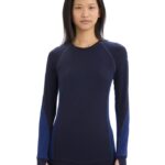 Icebreaker Women BodyfitZone Merino 260 Zone Long Sleeve Crewe Thermal Top Z04NXR871 Clothing Midnight Navy/Royal Navy