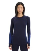 Icebreaker Women BodyfitZone Merino 260 Zone Long Sleeve Crewe Thermal Top Z04NXR871 Clothing Midnight Navy/Royal Navy