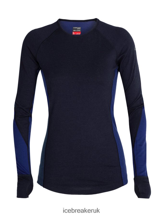 Icebreaker Women BodyfitZone Merino 260 Zone Long Sleeve Crewe Thermal Top Z04NXR871 Clothing Midnight Navy/Royal Navy - Image 7