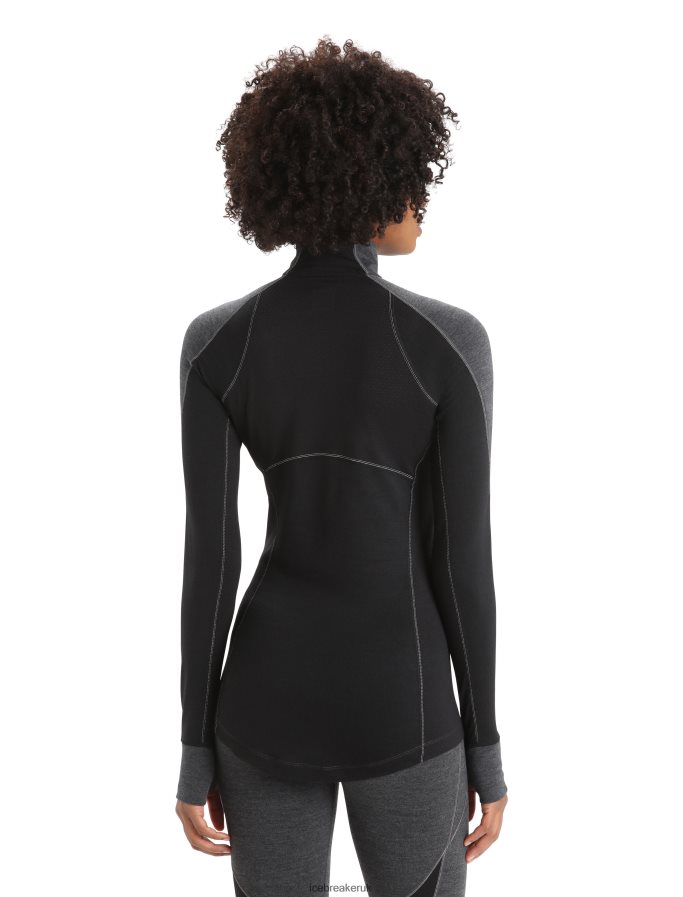 Icebreaker Women BodyfitZone Merino 260 Zone Long Sleeve Half Zip Thermal Top Z04NXR845 Clothing Jet Heather/Black - Image 2