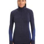 Icebreaker Women BodyfitZone Merino 260 Zone Long Sleeve Half Zip Thermal Top Z04NXR846 Clothing Midnight Navy/Royal Navy