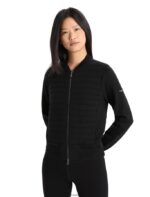 Icebreaker Women City Label ZoneKnit Merino Insulated Knit Bomber Z04NXR683 Clothing Black