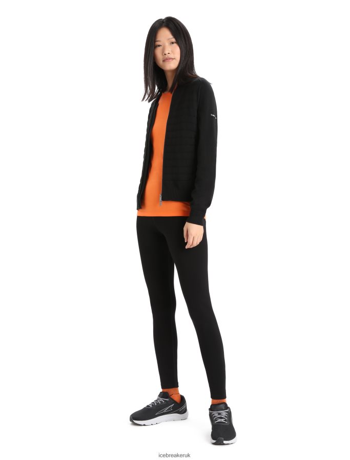Icebreaker Women City Label ZoneKnit Merino Insulated Knit Bomber Z04NXR683 Clothing Black - Image 4