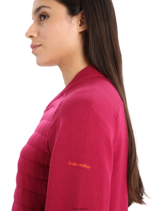 Icebreaker Women City Label ZoneKnit Merino Insulated Knit Bomber Z04NXR879 Clothing Cherry - Image 5