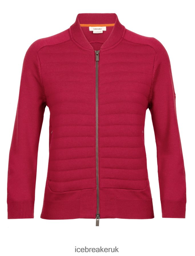 Icebreaker Women City Label ZoneKnit Merino Insulated Knit Bomber Z04NXR879 Clothing Cherry - Image 9