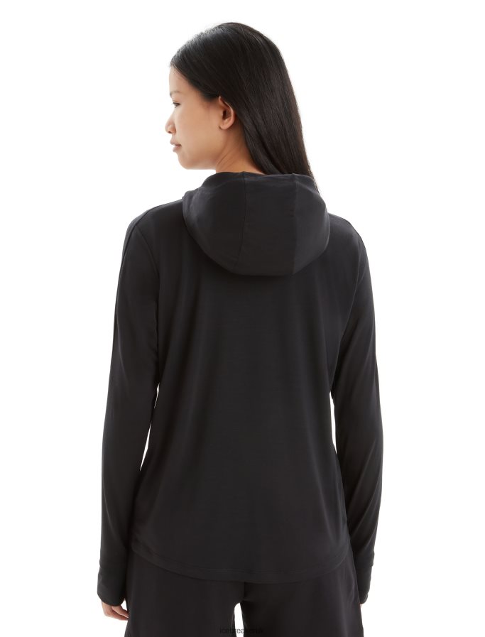 Icebreaker Women Cool-Lite Merino Long Sleeve Hoodie Z04NXR696 Clothing Black - Image 2