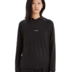 Icebreaker Women Cool-Lite Merino Long Sleeve Hoodie Z04NXR696 Clothing Black