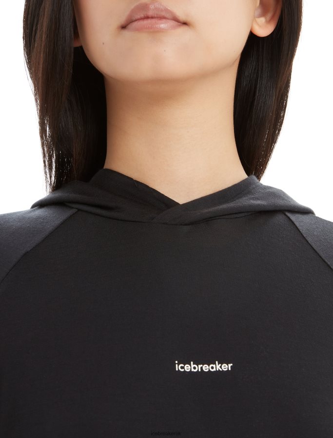 Icebreaker Women Cool-Lite Merino Long Sleeve Hoodie Z04NXR696 Clothing Black - Image 4