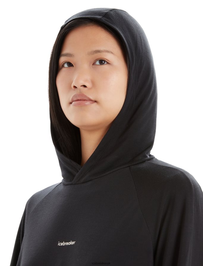 Icebreaker Women Cool-Lite Merino Long Sleeve Hoodie Z04NXR696 Clothing Black - Image 5