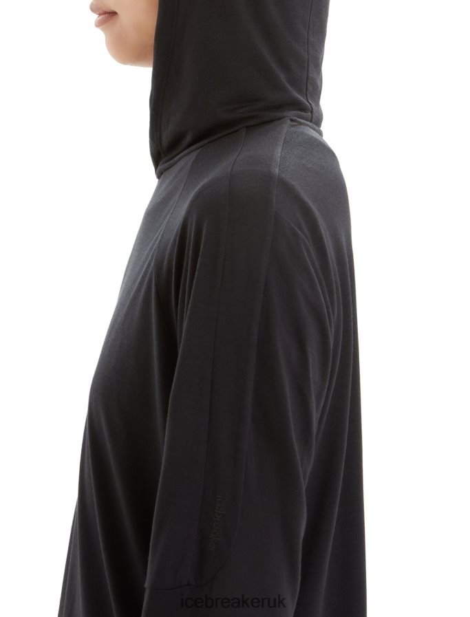 Icebreaker Women Cool-Lite Merino Long Sleeve Hoodie Z04NXR696 Clothing Black - Image 6