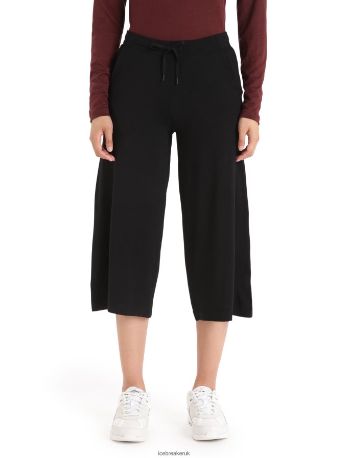 icebreaker_women_cool_lite_merino_yanni_culotte_pants_z04nxr796_clothing_black.jpg Icebreaker Women Cool-Lite Merino Yanni Culotte Pants Z04NXR796 Clothing Black - Image 1