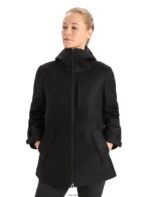 Icebreaker Women Felted Merino Hooded Jacket Z04NXR814 Clothing Black