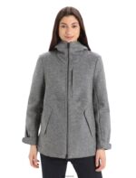 Icebreaker Women Felted Merino Hooded Jacket Z04NXR815 Clothing Gritstone Heather