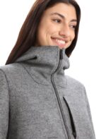Icebreaker Women Felted Merino Hooded Jacket Z04NXR815 Clothing Gritstone Heather - Image 5