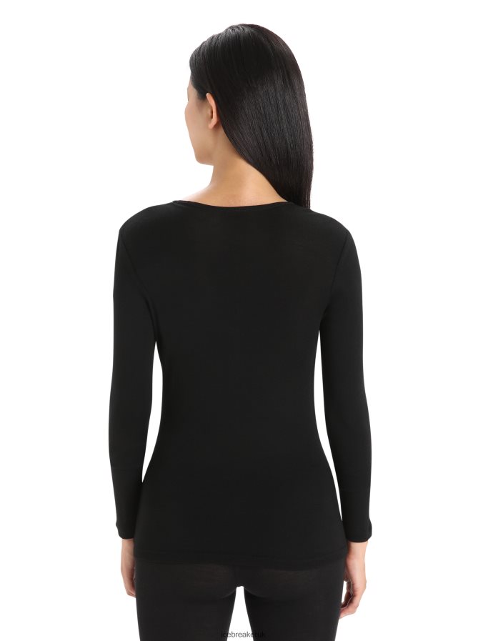 Icebreaker Women Merino 175 Everyday Long Sleeve Crewe Thermal Top Z04NXR564 Clothing Black - Image 2