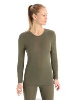Icebreaker Women Merino 175 Everyday Long Sleeve Crewe Thermal Top Z04NXR817 Clothing Loden