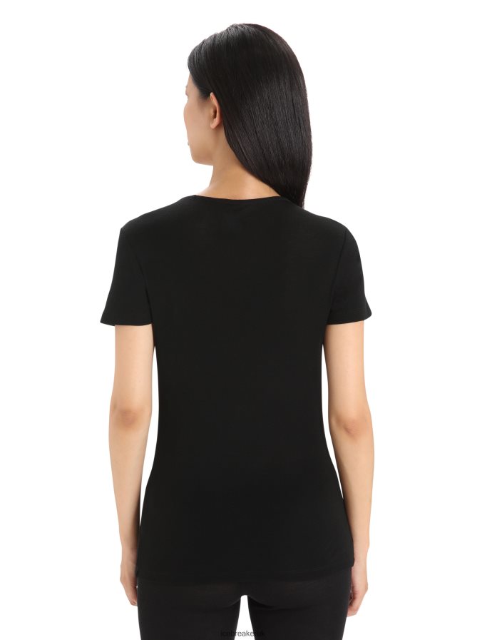 Icebreaker Women Merino 175 Everyday Short Sleeve Crewe Thermal Top Z04NXR573 Clothing Black - Image 2