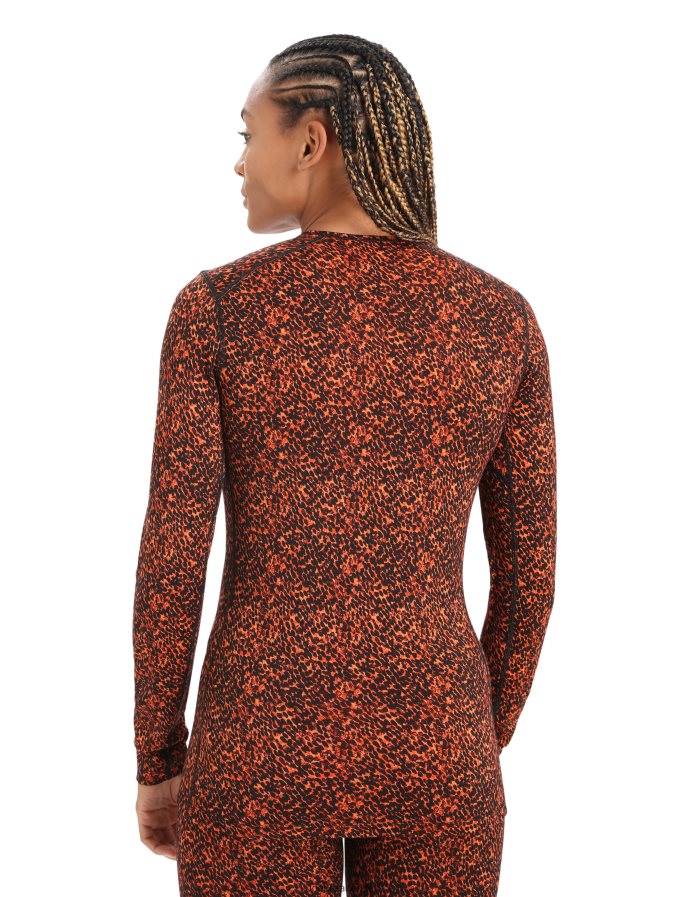 Icebreaker Women Merino 200 Oasis Long Sleeve Crewe Thermal Top Lichen Z04NXR835 Clothing Black/Cherry - Image 2