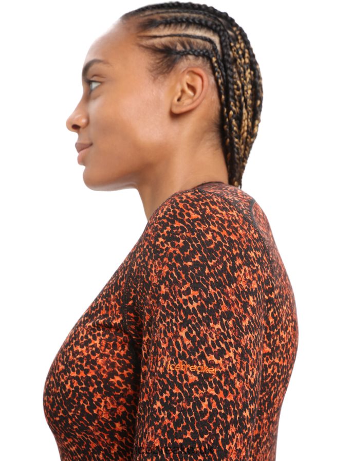 Icebreaker Women Merino 200 Oasis Long Sleeve Crewe Thermal Top Lichen Z04NXR835 Clothing Black/Cherry - Image 5