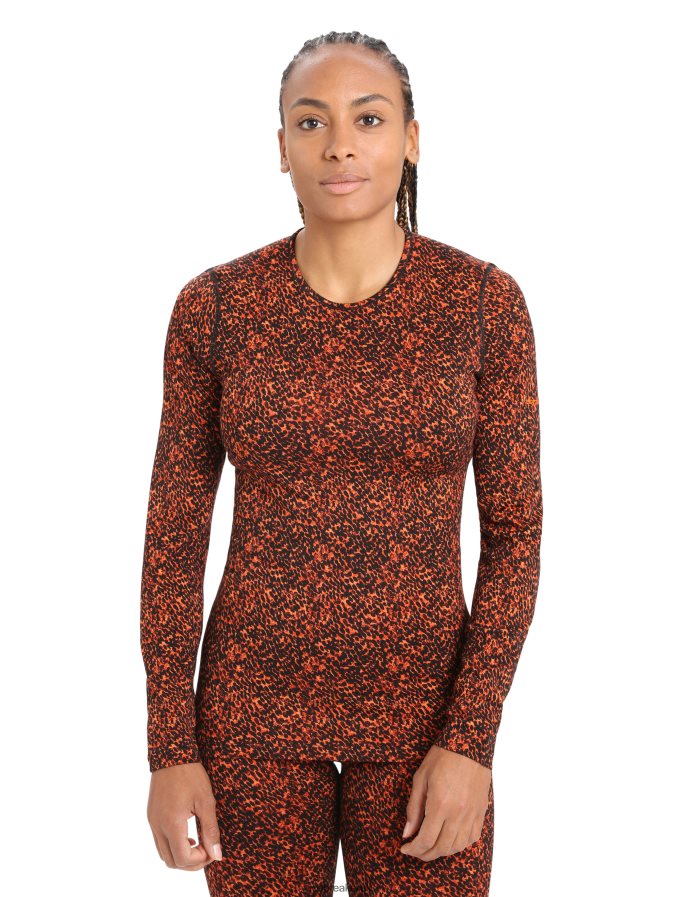 Icebreaker Women Merino 200 Oasis Long Sleeve Crewe Thermal Top Lichen Z04NXR835 Clothing Black/Cherry - Image 1