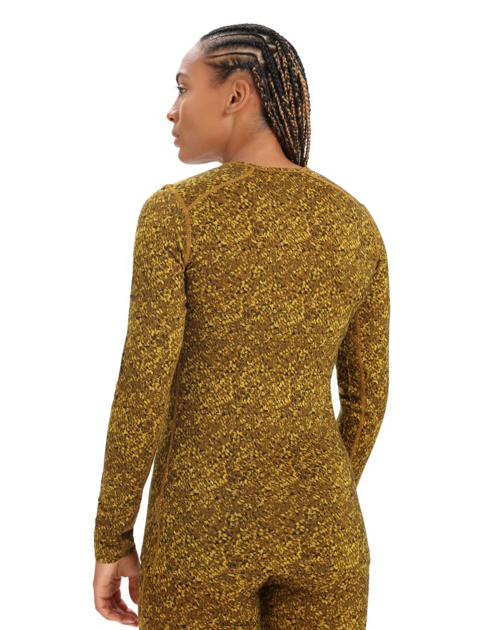 Icebreaker Women Merino 200 Oasis Long Sleeve Crewe Thermal Top Lichen Z04NXR836 Clothing Silent Gold/Clove - Image 2