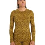 Icebreaker Women Merino 200 Oasis Long Sleeve Crewe Thermal Top Lichen Z04NXR836 Clothing Silent Gold/Clove