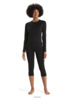 Icebreaker Women Merino 200 Oasis Long Sleeve Crewe Thermal Top Z04NXR557 Clothing Black - Image 3