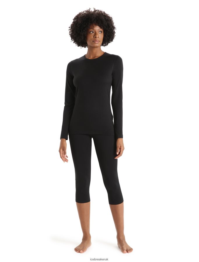 Icebreaker Women Merino 200 Oasis Long Sleeve Crewe Thermal Top Z04NXR557 Clothing Black - Image 3
