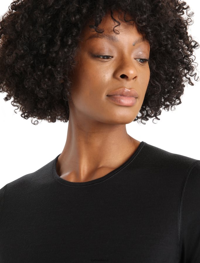 Icebreaker Women Merino 200 Oasis Long Sleeve Crewe Thermal Top Z04NXR557 Clothing Black - Image 4