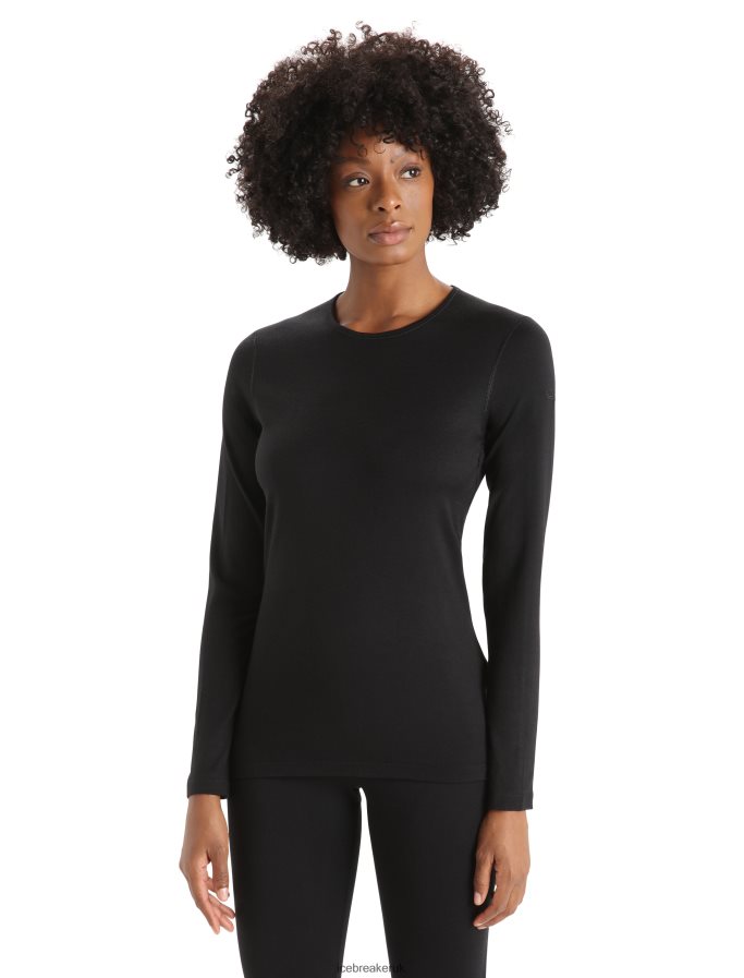 Icebreaker Women Merino 200 Oasis Long Sleeve Crewe Thermal Top Z04NXR557 Clothing Black - Image 1