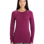 Icebreaker Women Merino 200 Oasis Long Sleeve Crewe Thermal Top Z04NXR560 Clothing Go Berry