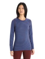 Icebreaker Women Merino 200 Oasis Long Sleeve Crewe Thermal Top Z04NXR804 Clothing Lazurite/Espresso