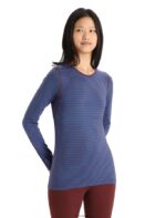 Icebreaker Women Merino 200 Oasis Long Sleeve Crewe Thermal Top Z04NXR804 Clothing Lazurite/Espresso - Image 4