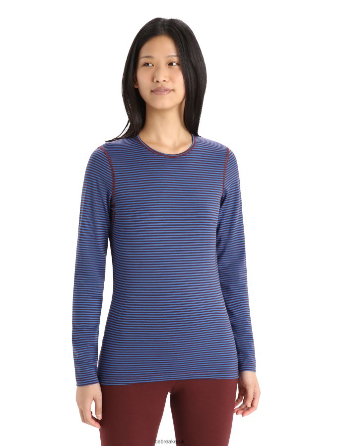 Icebreaker Women Merino 200 Oasis Long Sleeve Crewe Thermal Top Z04NXR804 Clothing Lazurite/Espresso - Image 1