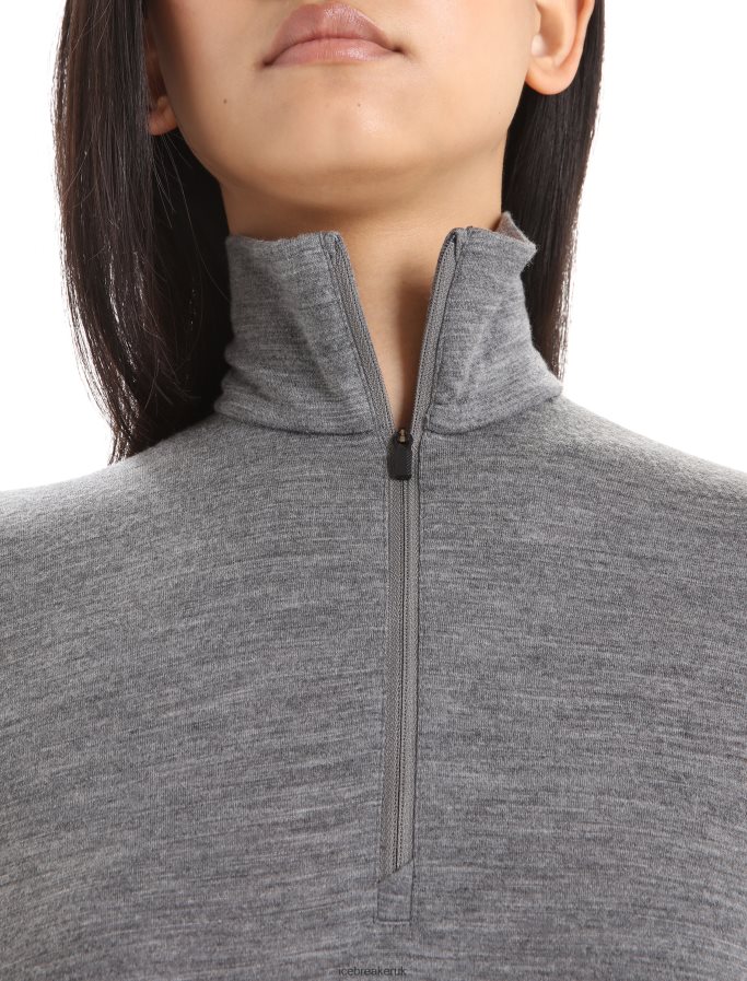Icebreaker Women Merino 200 Oasis Long Sleeve Half Zip Thermal Top Z04NXR569 Clothing Gritstone Heather - Image 5