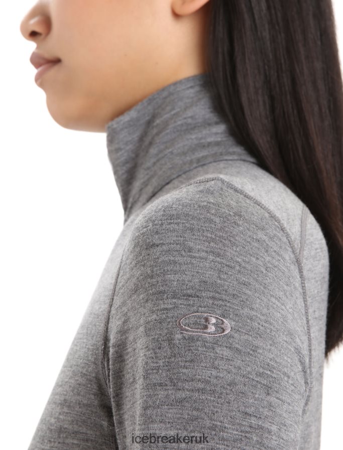 Icebreaker Women Merino 200 Oasis Long Sleeve Half Zip Thermal Top Z04NXR569 Clothing Gritstone Heather - Image 6
