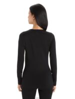 Icebreaker Women Merino 200 Oasis Long Sleeve Scoop Neck Thermal Top Z04NXR852 Clothing Black - Image 2