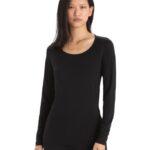 Icebreaker Women Merino 200 Oasis Long Sleeve Scoop Neck Thermal Top Z04NXR852 Clothing Black
