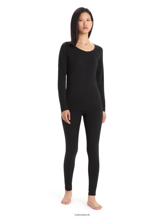 Icebreaker Women Merino 200 Oasis Long Sleeve Scoop Neck Thermal Top Z04NXR852 Clothing Black - Image 3