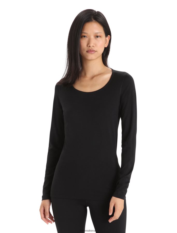 icebreaker_women_merino_200_oasis_long_sleeve_scoop_neck_thermal_top_z04nxr852_clothing_black.jpg Icebreaker Women Merino 200 Oasis Long Sleeve Scoop Neck Thermal Top Z04NXR852 Clothing Black - Image 1