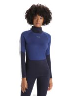 Icebreaker Women Merino 200 Sonebula Long Sleeve High Neck Thermal Top Z04NXR594 Clothing Midnight Navy/Royal Navy