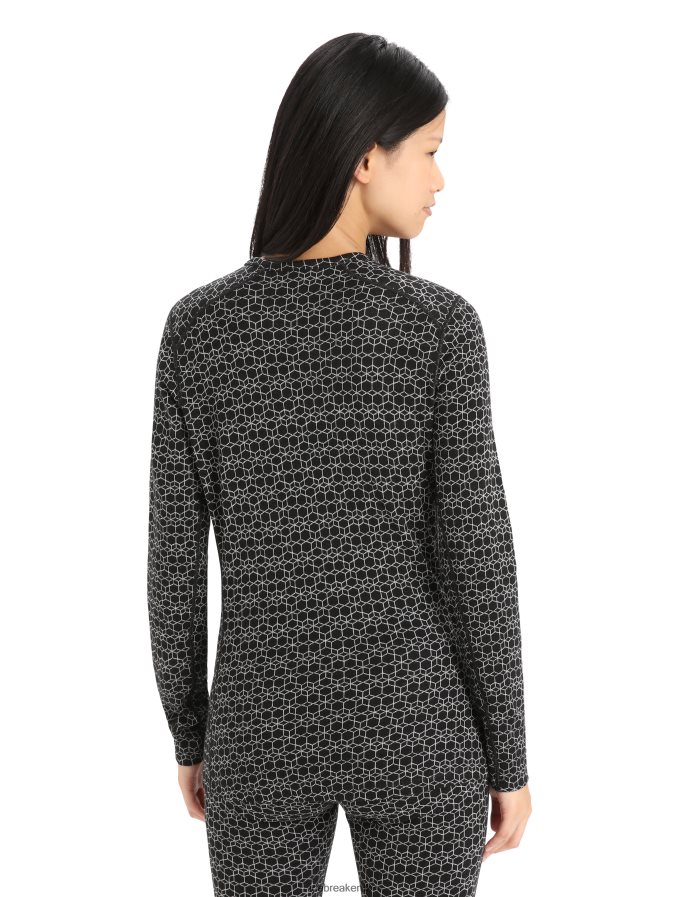 Icebreaker Women Merino 250 Vertex Long Sleeve Crewe Thermal Top Alpine Geo Z04NXR857 Clothing Black/Snow - Image 2