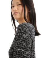 Icebreaker Women Merino 250 Vertex Long Sleeve Crewe Thermal Top Alpine Geo Z04NXR857 Clothing Black/Snow - Image 4