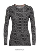 Icebreaker Women Merino 250 Vertex Long Sleeve Crewe Thermal Top Alpine Geo Z04NXR857 Clothing Black/Snow - Image 5