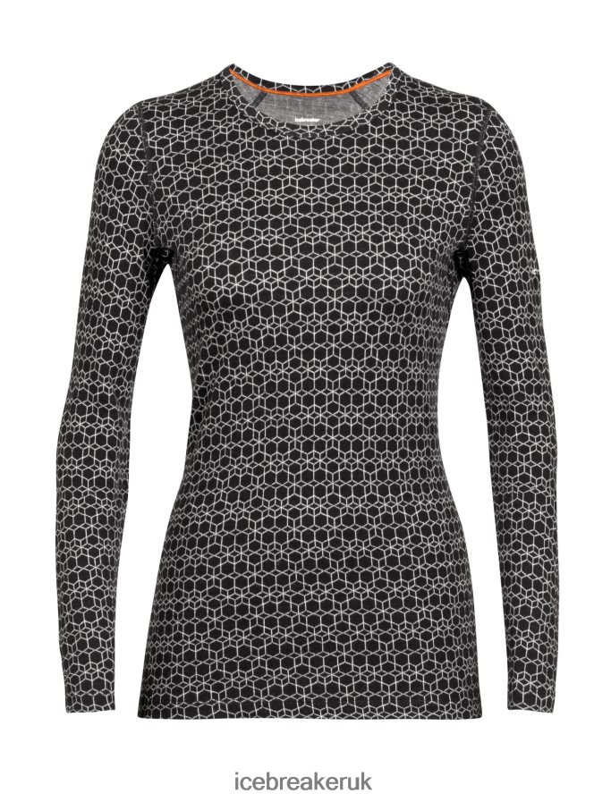 Icebreaker Women Merino 250 Vertex Long Sleeve Crewe Thermal Top Alpine Geo Z04NXR857 Clothing Black/Snow - Image 5
